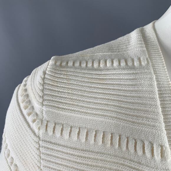 DSQUARED2 Size M White Rayon Polyamide Textured Short Sleeve Dress - Picture 7 of 15